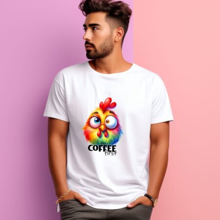 Men's Coffee First Graphics Printed T-Shirt