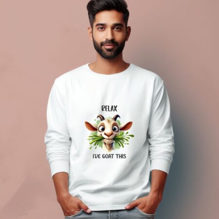 Men's Relax I've Goat This  Graphics Printed Full Sleeve T Shirt