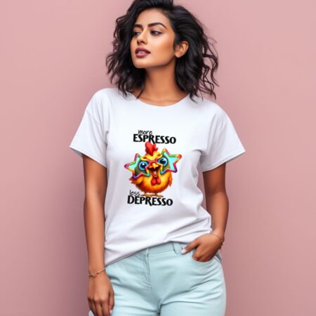 Women's More Espresso Less Depresso Graphics Printed T-Shirt