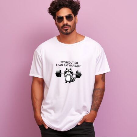 Men's I Workout So Can Eat Garbage Graphics Printed Oversized T Shirt