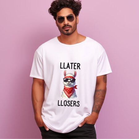 Men's Llatter Llosers Graphics Printed Oversized T-Shirt