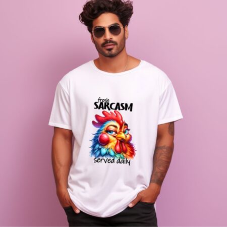 Men's Fresh Sarcasm Served Daily Graphics Printed Oversized T-Shirt
