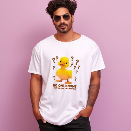 Men's No One Knows What The Duck They'er Doing Graphics Printed Oversized T-Shirt