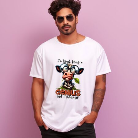 Men's It's Tough Being A Genius But I Manage Graphics Printed Oversized T-Shirt
