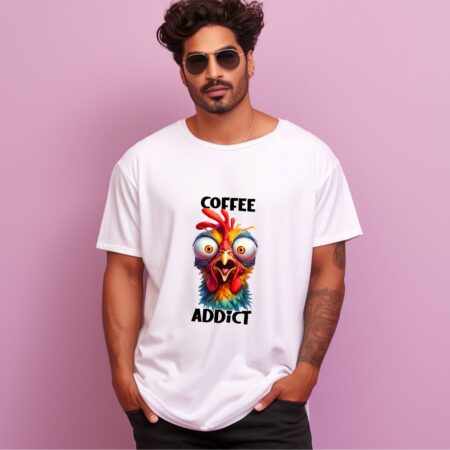 Men's Coffee Addict Graphics Printed Oversized T-Shirt