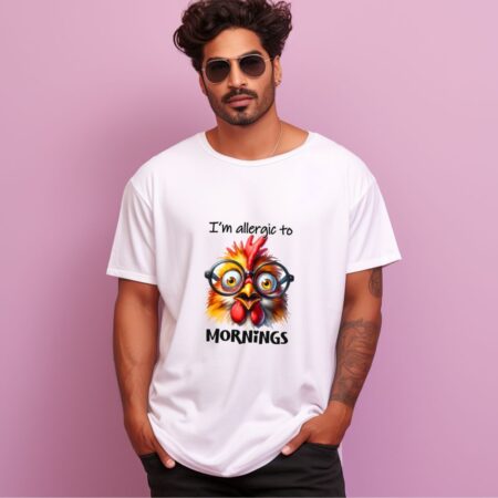 Men's I Am Allergic To Morning Graphics Printed Oversized T-Shirt