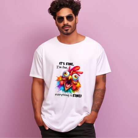 Men's It's Fine I'm Fine Everything Is Fine Graphics Printed Oversized T-Shirt