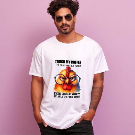 Men's Touch My Coffee I'll Slap You So Hand Graphics Printed Oversized T-Shirt