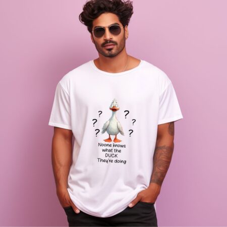 Men's Noone Knows What The Duck They're Doing Graphics Printed Oversized T-Shirt