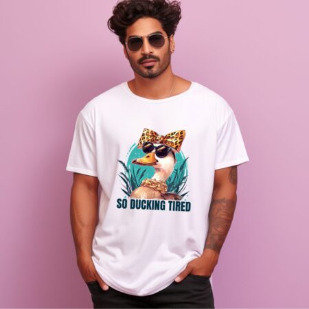 Men's So Ducking Tired Graphics Printed Oversized T-Shirt