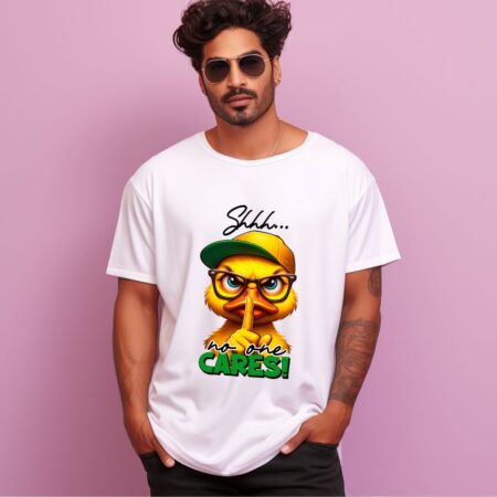 Men's Shhh No One Cares Graphics Printed Oversized T-Shirt