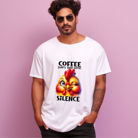 Men's Coffee Pairs Well With Silence Graphics Printed Oversized T-Shirt