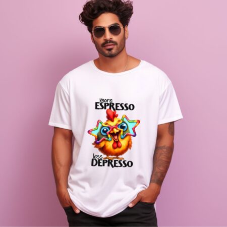 Men's More Espresso Less Depresso Graphics Printed Oversized T-Shirt