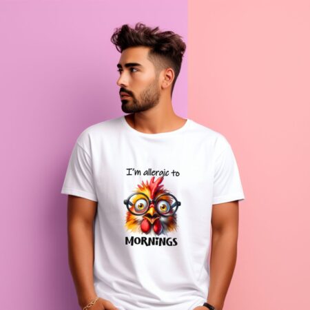 Men's I Am Allergic To Morning Graphics Printed T-Shirt