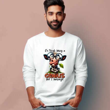 Men's It's Tough Being A Genius But I Manage Graphics Printed Full Sleeve T Shirt