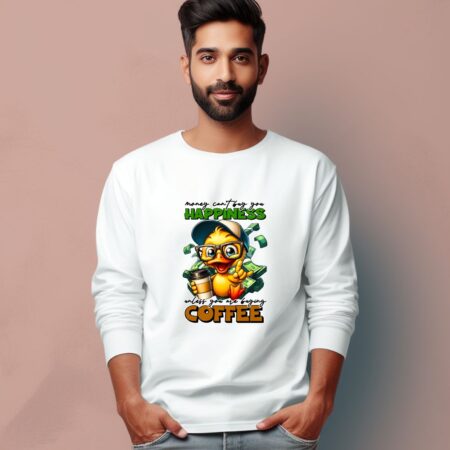 Men's Money Can't Buy You Happiness Graphics Printed Full Sleeve T Shirt