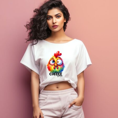 Women's Coffee First Graphics Printed Oversized T-Shirt