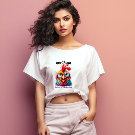 Women's I Do Rise And Shine Graphics Printed Oversized T-Shirt