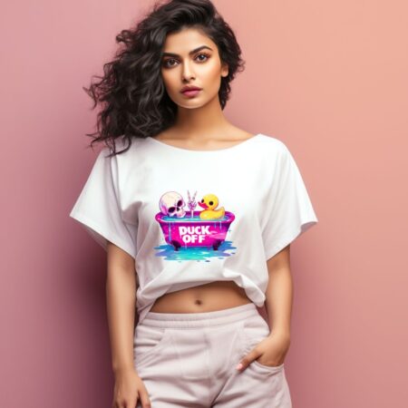 Women's Duck Off Graphics Printed Oversized T-Shirt