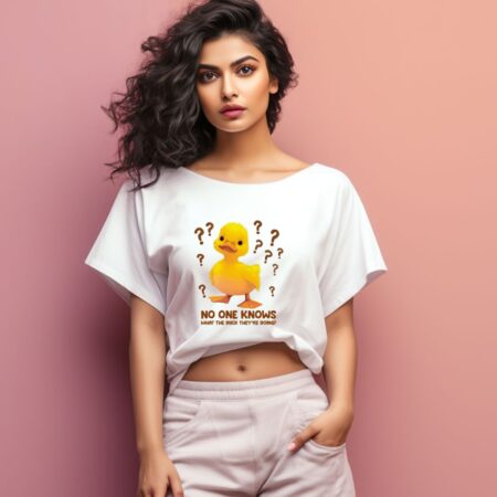 Women's No One Knows What The Duck They'er Doing Graphics Printed Oversized T-Shirt