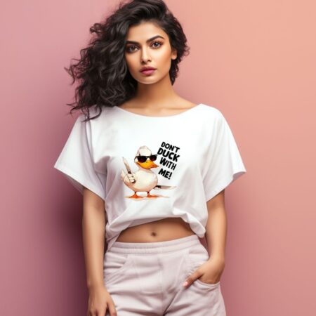 Women's Don't Duck With Me Graphics Printed Oversized T-Shirt