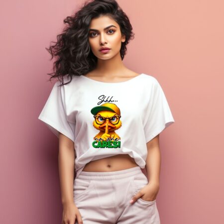 Women's Shhh No One Cares Graphics Printed Oversized T-Shirt