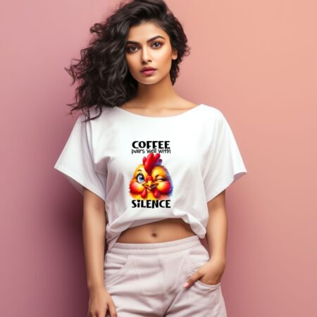 Women's Coffee Pairs Well With Silence Graphics Printed Oversized T-Shirt