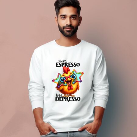 Men's More Espresso Less Depresso Graphics Printed Full Sleeve T Shirt