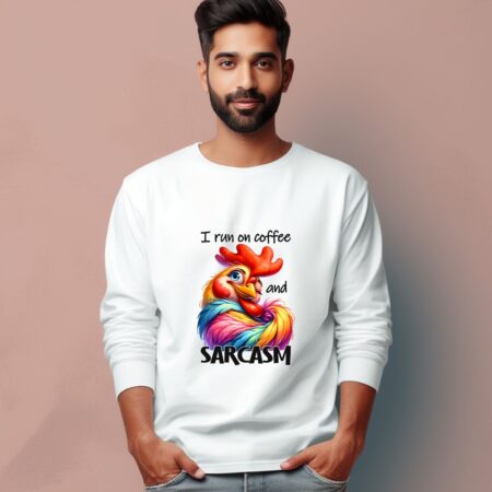Men's I Run On Coffee And Sarcasm Graphics Printed Full Sleeve T Shirt