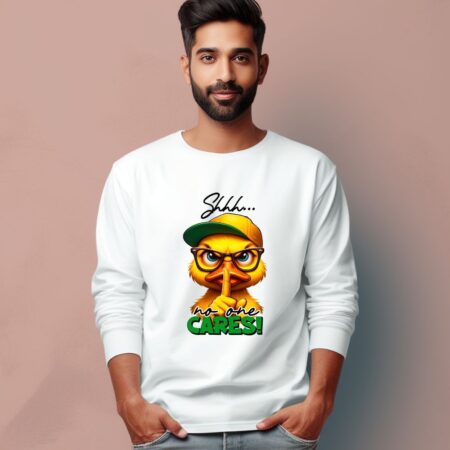 Men's Shhh No One Cares Graphics Printed Full Sleeve T Shirt