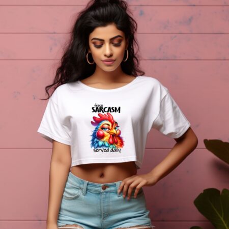 Women's Fresh Sarcasm Served Daily Graphics Printed Crop Tops