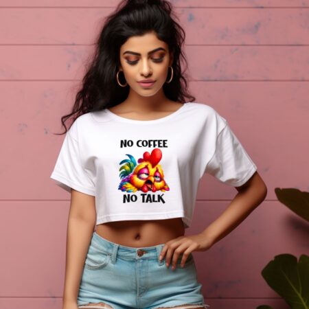 Women's No Coffee No Talk Graphics Printed Crop Tops