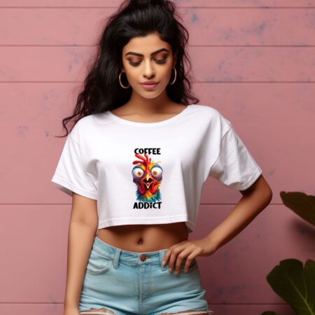 Women's Coffee Addict Graphics Printed Crop Tops