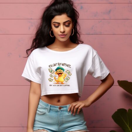 Women's You Can't Buy Happiness Graphics Printed Crop Tops