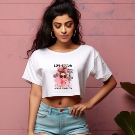 Women's Life Status Graphics Printed Crop Tops