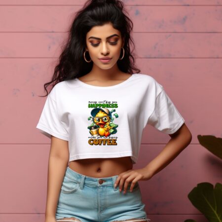 Women's Money Can't Buy You Happiness Graphics Printed Crop Tops