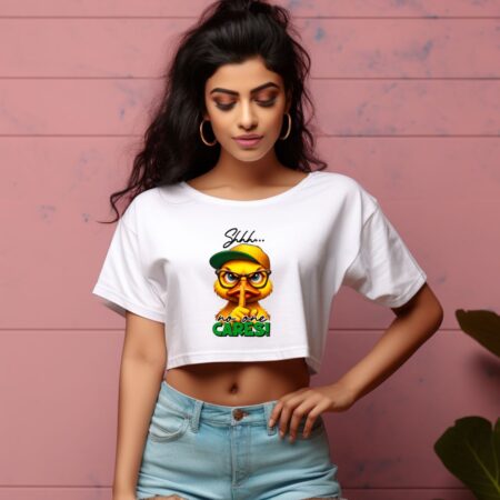 Women's Shhh No One Cares Graphics Printed Crop Tops