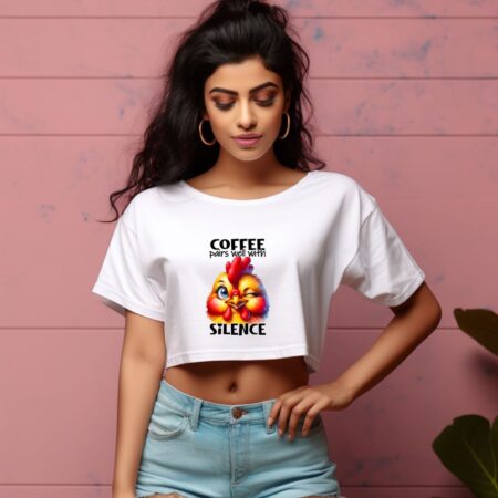 Women's Coffee Pairs Well With Silence Graphics Printed Crop Tops