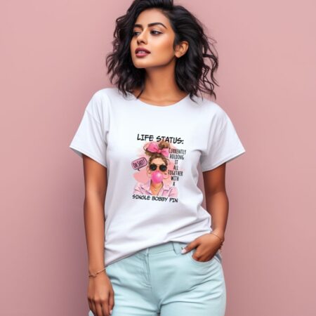 Women's Life Status Graphics Printed T-Shirt