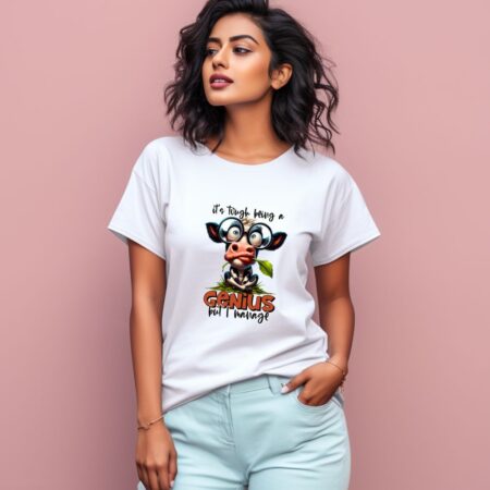 Women's It's Tough Being A Genius But I Manage Graphics Printed T-Shirt